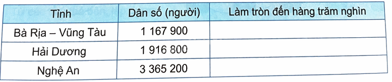 Bài 13. Làm tròn số đến hàng trăm nghìn trang 39 Vở thực hành Toán 4 3 1