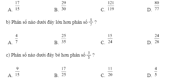 Giải bài 3: Ôn tập phân số (tiết 2) trang 12, 13 vở bài tập Toán 5 - Kết nối tri thức 1 1