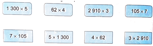 Giải bài 40: Tính chất giao hoán và kết hợp của phép nhân (tiết 1) trang 10 vở bài tập Toán 4 - Kết nối tri thức với cuộc sống 1