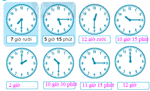 Giải bài: Giờ , phút, xem đồng hồ VBT toán 2 - Chân trời sáng tạo 1 2
