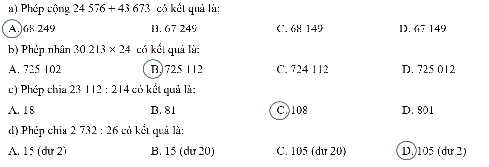 Giải phần A. Tái hiện, củng cố trang 63 Bài tập phát triển năng lực Toán 4 1