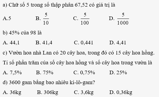 Giải phần A. Tái hiện, củng cố trang 72 Bài tập phát triển năng lực Toán 5 3 1