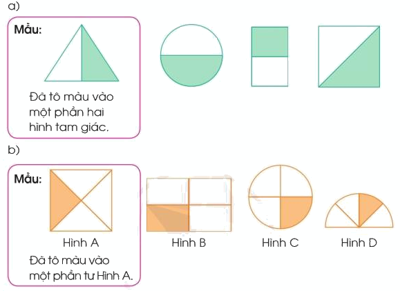 Toán lớp 3 trang 56 - Một phần hai, một phần tư - SGK Cánh diều 1