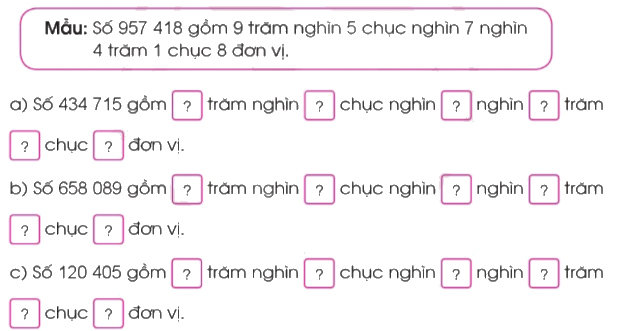 Toán lớp 4 trang 14 - Bài 5: Các số trong phạm vi 1 000 000 (tiếp theo) - SGK Cánh diều 2 1