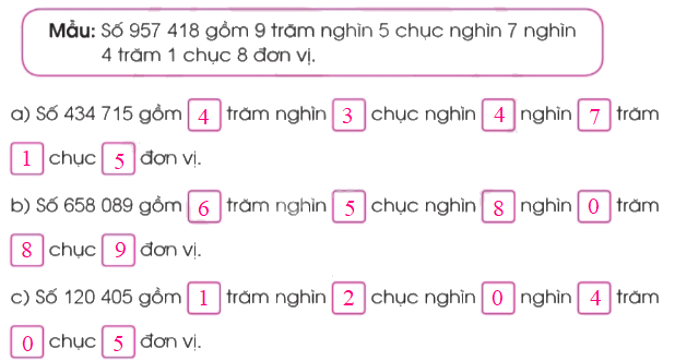 Toán lớp 4 trang 14 - Bài 5: Các số trong phạm vi 1 000 000 (tiếp theo) - SGK Cánh diều 2 2