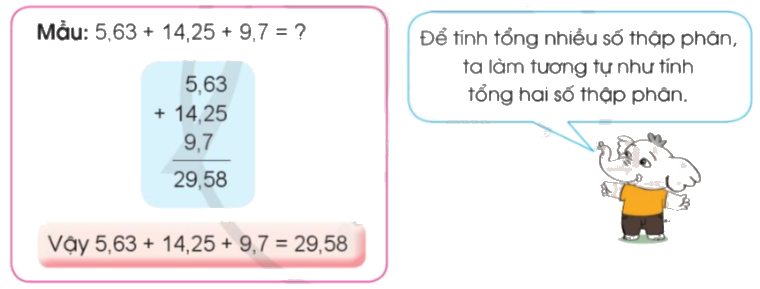 Toán lớp 5 Bài 25. Cộng các số thập phân - SGK cánh diều 2 1
